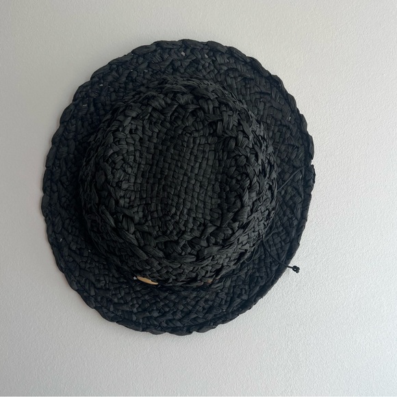 Club Monaco Accessories - Club Monaco 100% Raffia Straw Black Sun Hat Grunge